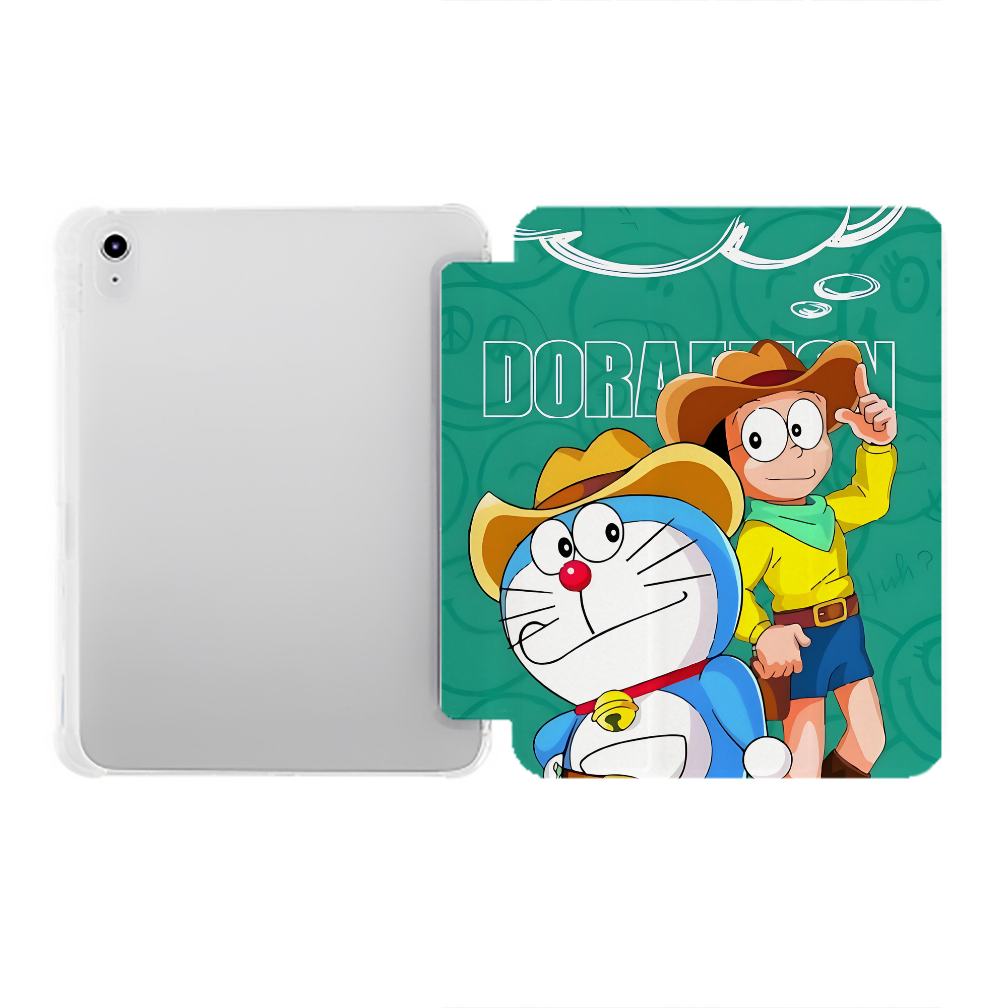 （画像用） ドラえもん Doraemon IPad ケース ペン収納付き 三つ折りスタンド PUレザー×シリコン 対応機種9.5/10.5/10.9インチ